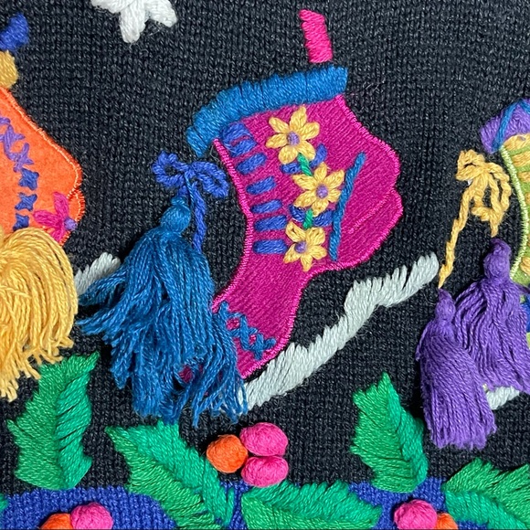 Vintage Casey & Max Kidz novelty embroidered ice skate snowflakes sweater - Picture 7 of 9